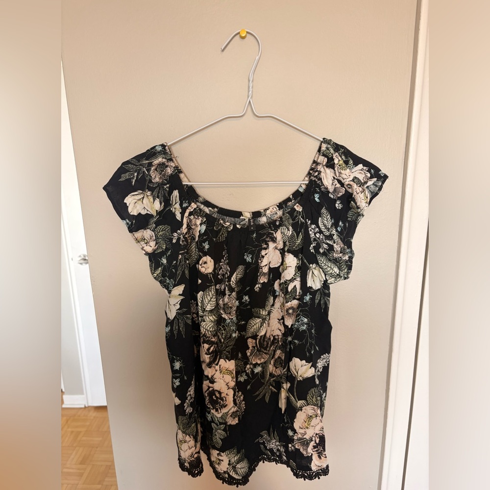Splash Black Floral Blouse